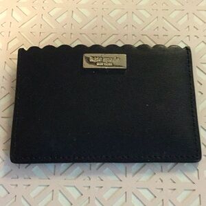 kate spade Black Scalloped Edge Card Holder with Gold Logo